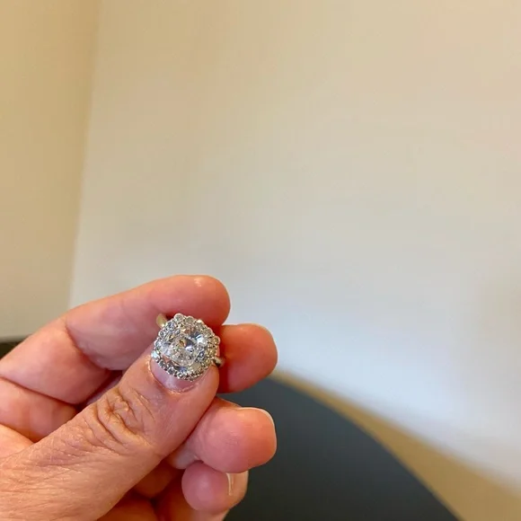 Luxury Authentic Birkat Elyon Cubic Zirconia Cushion Cut 3.5 ct 14K ring
